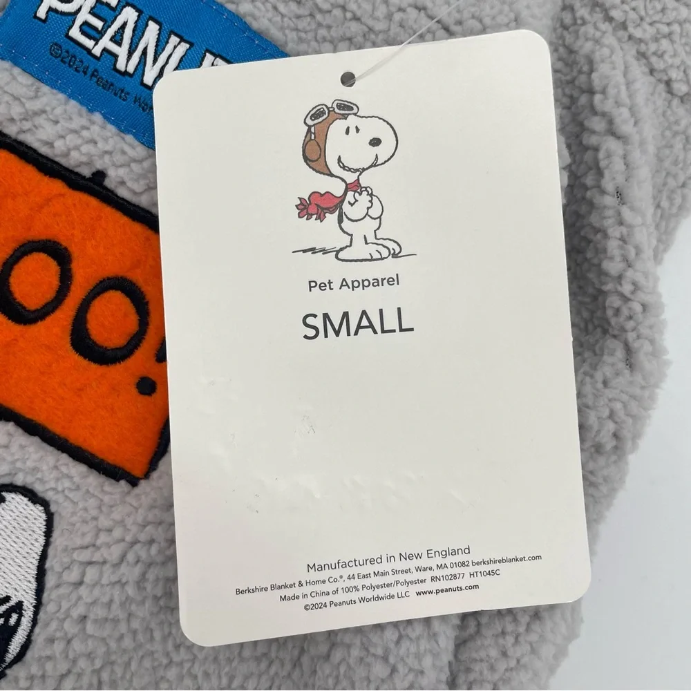 Peanut's SNOOPY HALLOWEEN BOO Dog Sz. SMALL Sherpa Hoodie Jacket‎ Coat Costume